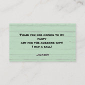 Custom Green Soccer Birthday Thank You Card Begleitkarte (Rückseite)