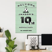 Custom Green Soccer Birthday Welcome Poster (Heimbüro)