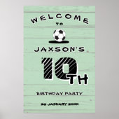 Custom Green Soccer Birthday Welcome Poster (Vorne)