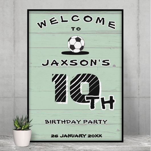 Custom Green Soccer Birthday Welcome Poster