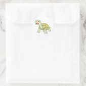 Custom Green Tortoise Turtle Lächeln Runder Aufkleber (Tasche)