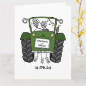 Custom Green Traktor Country Barn Rustikale Hochze Karte (Gelbe Blume)