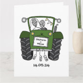 Custom Green Traktor Country Barn Rustikale Hochze Karte (Vorderseite)