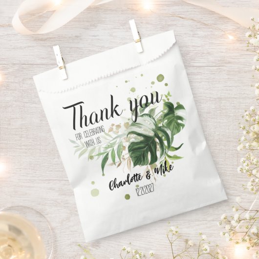 Custom Green Tropical Wedding Vielen Dank für Ihr Geschenktütchen (Ausgeschnitten)