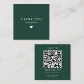 Custom Green Typografy Business QR Code Vielen Dan Rabattkarte (Vorne/Hinten)