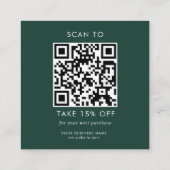 Custom Green Typografy Business QR Code Vielen Dan Rabattkarte (Rückseite)
