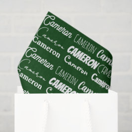 Custom Green Typography Name Collage Christmas Seidenpapier
