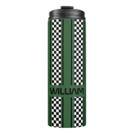Custom Green und Black Race Sport Strip Thermosbecher