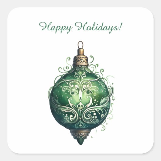 Custom Green und White Weihnachtsfeiertag Quadratischer Aufkleber (Vorderseite)