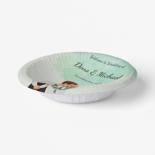 Custom green watercolor flowy wedding pappteller (Gewinkelt)