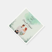 Custom green watercolor flowy wedding serviette (Ecke)