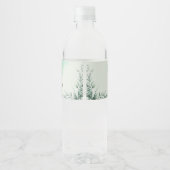 Custom green watercolor flowy wedding wasserflaschenetikett (Rückseite)