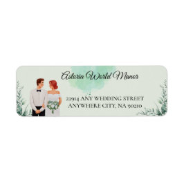 Custom green watercolor wedding return address