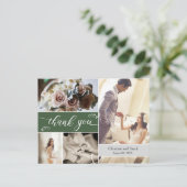 Custom Green Wedding Danke Postcard Postkarte (Stehend Vorderseite)