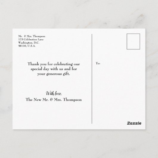 Custom Green Wedding Danke Postcard Postkarte (Rückseite)