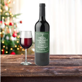 Custom Green Whimsical Doodle Christmas  Weinetikett