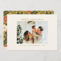 Custom Green Yellow Floral Foto Christmas