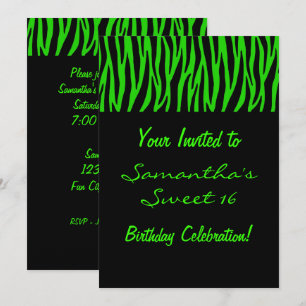 Custom Green Zebra Einladung