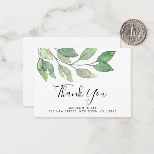 Custom Greenery Vielen Dank Mitteilungskarte (Vorderseite/Rückseite Beispiel)