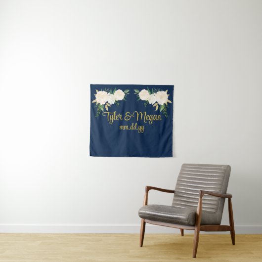 Custom Greenery Wedding Reception Foto Stand Prop Wandteppich (Beispiel (Horizontal))