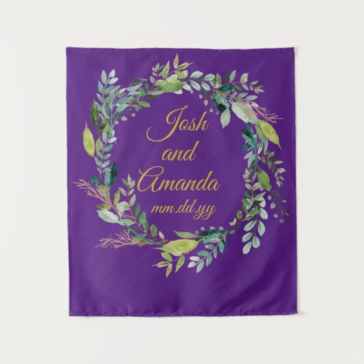 Custom Greenery Wedding Reception Foto Stand Prop Wandteppich (Vorderseite)