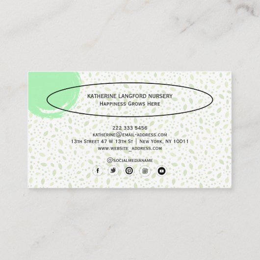 Custom Greenleaf Nursery Branding Visitenkarte (Rückseite)