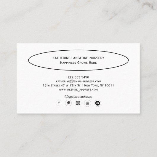 Custom Greenleaf Nursery Branding Visitenkarte (Rückseite)