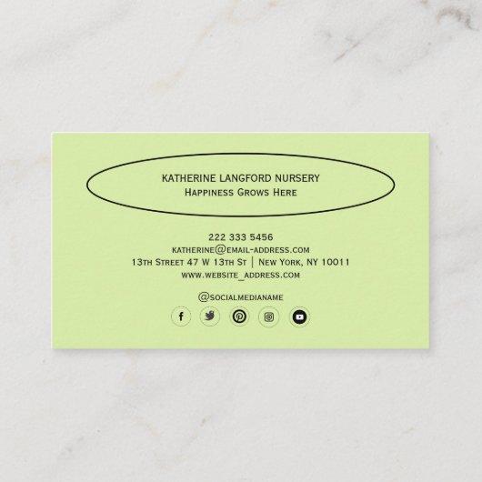 Custom Greenleaf Nursery Branding Visitenkarte (Rückseite)