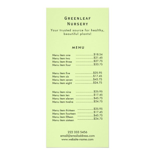 Custom Greenleaf Nursery Branding Werbekarte (Vorne)