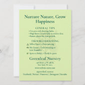 Custom Greenleaf Nursery plant care instruction (Rückseite)