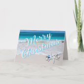 Custom Greeting Beach Starfish Weihnachten geklapp Karte (Vorderseite)
