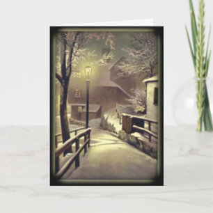 Custom Greetings Card Snow Town Feiertagskarte