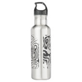 Custom Grey Abstract Swirly Pattern Personalised Edelstahlflasche (Rückseite)