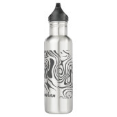 Custom Grey Abstract Swirly Pattern Personalised Edelstahlflasche (Rechts)