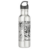 Custom Grey Abstract Swirly Pattern Personalised Edelstahlflasche (Vorderseite)