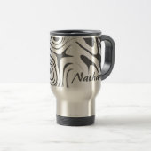 Custom Grey Abstract Swirly Pattern Personalised Reisebecher (VorderseiteRechts)