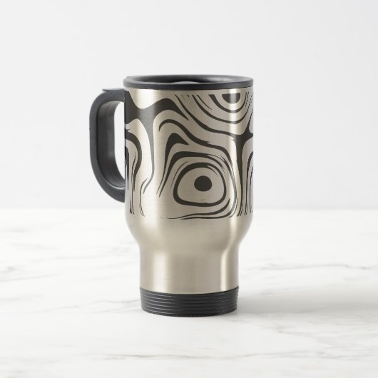 Custom Grey Abstract Swirly Pattern Personalised Reisebecher (Vorderseite Links)
