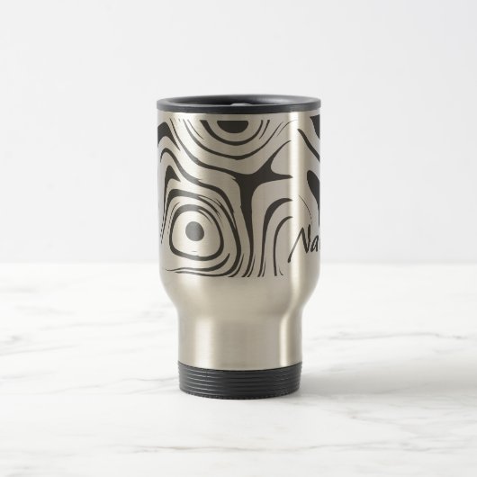 Custom Grey Abstract Swirly Pattern Personalised Reisebecher (Mittel)