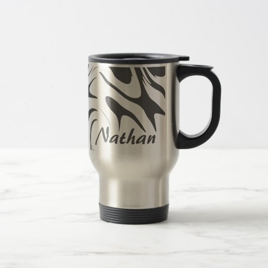 Custom Grey Abstract Swirly Pattern Personalised Reisebecher (Rechts)