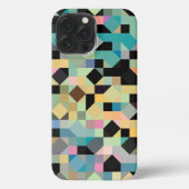 Custom Grey Aquamarin Blue Aqua Green Black Mosaik iPhone Hülle (Rückseite)