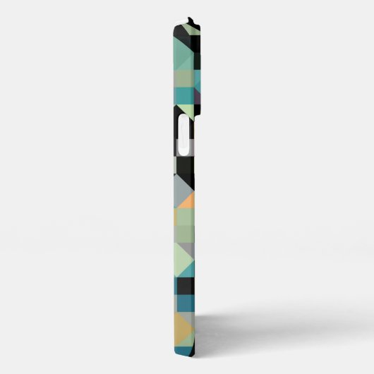 Custom Grey Aquamarin Blue Aqua Green Black Mosaik iPhone Hülle (Rechte Seite)