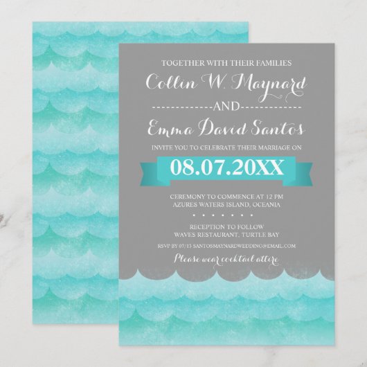 Custom Grey at Sea Nautical Wedding Einladungen (Vorne/Hinten)