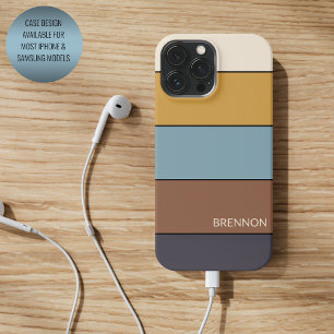 Custom Grey Blue Brown Mustard Yellow Streifen Case-Mate iPhone Hülle