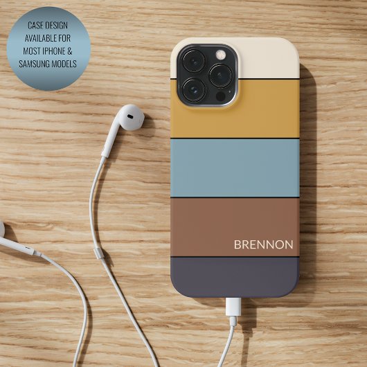Custom Grey Blue Brown Mustard Yellow Streifen Case-Mate iPhone Hülle