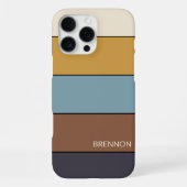 Custom Grey Blue Brown Mustard Yellow Streifen iPhone Hülle (Rückseite)