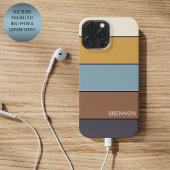 Custom Grey Blue Brown Mustard Yellow Streifen iPhone Hülle