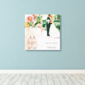 Custom Grey Floral Monogram Wedding Foto Collage Leinwanddruck (Insitu (Holzboden))
