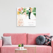 Custom Grey Floral Monogram Wedding Foto Collage Leinwanddruck (Insitu (Wohnzimmer))