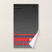 Custom grey gradient Red stripes Sporty style Badhandtuch Set (Handtuch)