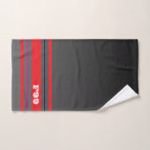 Custom grey gradient Red stripes Sporty style Badhandtuch Set (Handtuch)